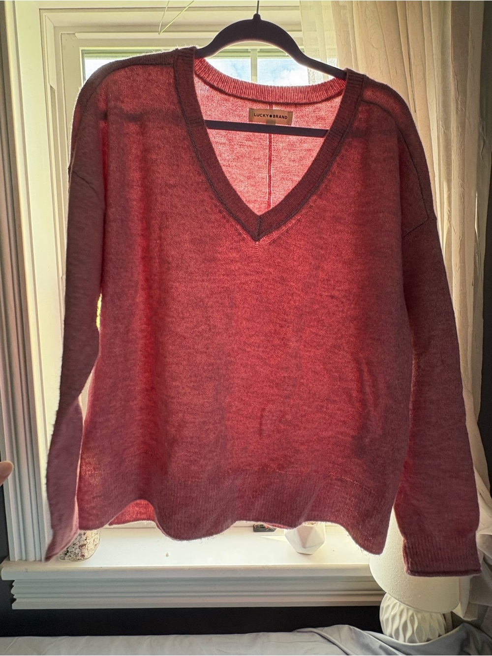 Lucky Brand V-Neck Sweater in Rose